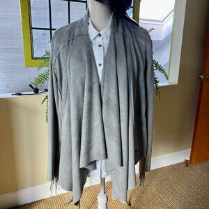 JOH Gray Faux Suede Draped Jacket/Cardigan